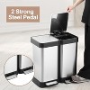 2x6.6 Gal (2x25L) Trash Can, Stainless Steel 2 Compartments Trash Can with Recycling Bin, Soft-Close Lid, Step-on Garbage Bin (No Inner Buckets) - 3 of 4