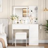 COZONY Vanity Desk with Mirror & Lights - Modern Makeup Table with 4 Drawers, Storage Stool, Outlets & Hair Dryer Holder - 4 of 4