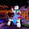 8 FT Christmas Inflatables Snowman with Penguins Built-in Rotating Colorful LED Lights Christmas Inflatable Outdoor Decoration,Christmas Blow Ups - 2 of 4