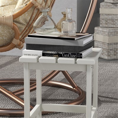 Maggift Patio End Tables, Modern Decorative Side Tables, Stylish Design for Patio, Living Room, Indoor and Outdoor Use, White, 15"*15"*18"