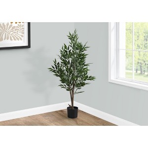 Monarch Specialties Artificial Plant 47 inch Tall Acacia Tree Indoor Faux Fake Floor Greenery Potted Silk Decorative Green Leaves Black Pot - 1 of 4