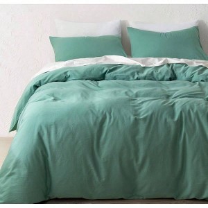 Cotton Duvet Cover Set, Queen Size, Breathable, 3 Pcs, Oil - Blue - 1 of 4