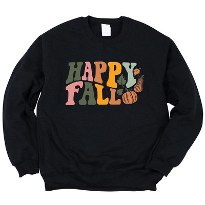 Simply Sage Market Women's Graphic Sweatshirt Happy Fall Wavy Pumpkins