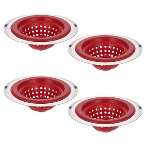 Unique Bargains Silicone with Detachable Stainless Steel Edge Sink Strainer 4 Pcs - 1 of 4