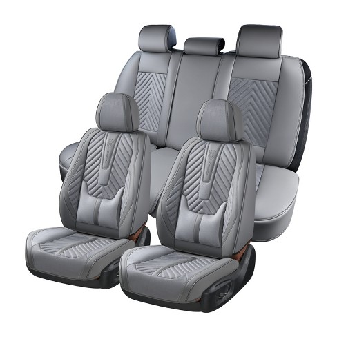Coverado Gray Auto Seat Covers Front and Rear Waterproof Faux Leather Seat Protectors