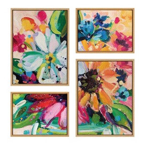 Kate & Laurel All Things Decor (Set of 4) Sylvie Wild Growth Framed Canvas Wall Art Set by Rachel Christopoulos: Modern Botanical Digital Art - 1 of 4