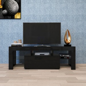 Lyngins TV Stand for TVs up to 55",Entertainment Center with LED Lights,Open Shelves,TV Media Console Table for Living Room,Bedroom - 1 of 4
