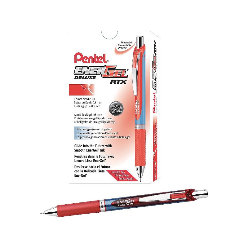 Pentel EnerGel Deluxe RTX Retractable Gel Pens Fine Point Red 816146, 1 of 4