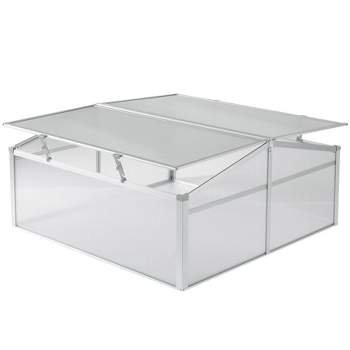 Gardenised Aluminum Cold Frame Portable Greenhouse Bottomless Flower Box, Plant Protector, Transparent Double Walled PVC Panels Blocks Harmful UV Rays