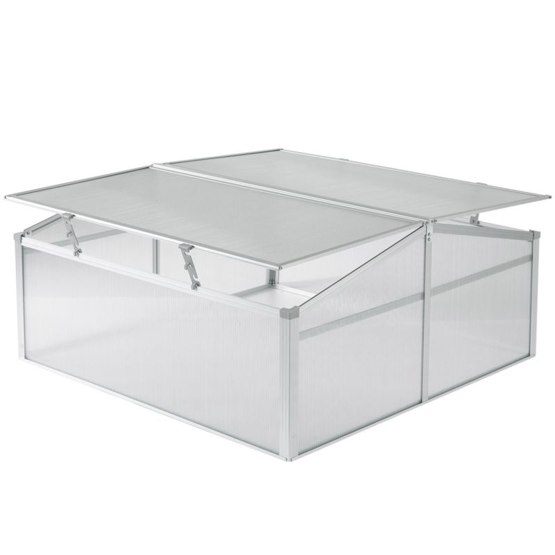 Gardenised Aluminum Cold Frame Portable Greenhouse Bottomless Flower Box, Plant Protector, Transparent Double Walled PVC Panels Blocks Harmful UV Rays, 1 of 13