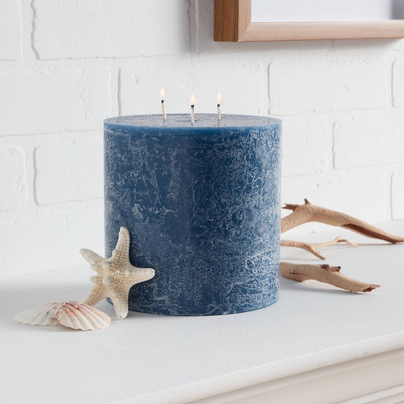 6&#34; x 6&#34; Pillar Candle Cerulean Surf and Sea Navy - Threshold&#8482;, 2 of 6