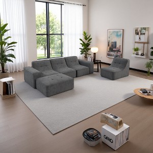 143.7" L-Shaped Sectional Sofa Set with Removable Ottoman, Chaise & Accent Chair - 1 of 4