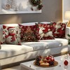 Lomsoe 4pcs Festive Christmas Cushion Covers - Snowman with Candy Cane, Reindeer with Holly, Holiday Season Patterned Pillowcases - 3 of 4