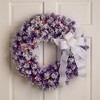 Northlight Pre-Lit Flocked Pine Artificial  Christmas Wreath - 24" - Purple - Clear Lights - 2 of 4