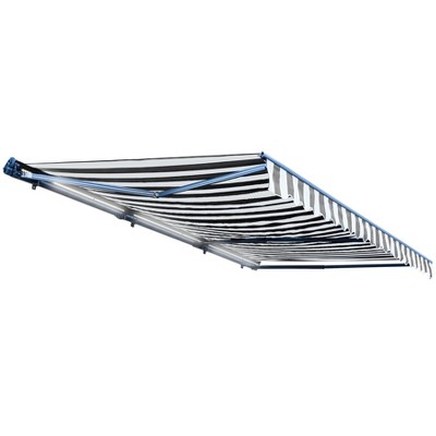 ALEKO 20 x 10 ft Black and White Motorized Retractable Patio Awning with LED Lights