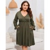 Coolmee Women's Plus Size Mini Dress Long Sleeve Wrap V Neck A Line Short Dress with Pockets - 2 of 4