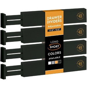 Bamboo Drawer Divider Organizers Set of 4 - Small (Black) - 1 of 3