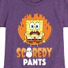 Girls' - SpongeBob SquarePants - SpongeBob Scaredy Pants Fitted Short Sleeve Graphic T-Shirt - 2 of 4