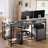 Whizmax 67¡± L Shaped Desk with Power Outlet, Reversible Computer Desk with File Drawer & 2 Monitor Stands, Home Office Desk with Storage Shelves - 2 of 4