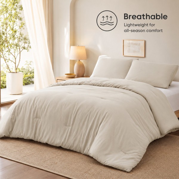 Juego de edredón Bedsure – ropa de cama suave y cálida de imitación de algodón lavado para todas las estaciones, regalo para el Día de la Madre 8