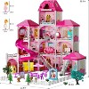 TEMI Villa Toys for 3-8 Years Old Girls - 4 Storeys 12 Rooms, Indoor Playset with 2 Dolls Toy Figures, Toys Furniture and Accessories - 2 of 3