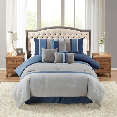 7pc Winston Blue Faux Suede Comforter Set By Sweet Home Collection®