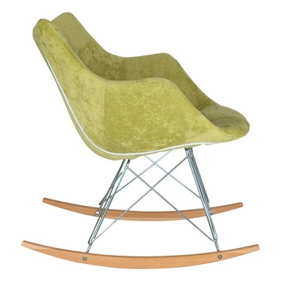 Lemon Green Velvet Eiffel Base Rocking Chair