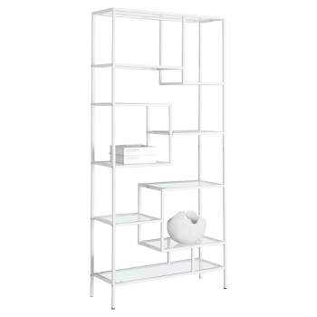 70" Metal Bookcase with Tempered Glass White - EveryRoom