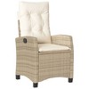 vidaXL Reclining Patio Chair with Cushions Beige Poly Rattan - 2 of 4
