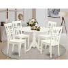 Round Kitchen Table Set - 5 Piece Dinette Table & Chairs - Linen White Finish - Small Space Dining - 2 of 4