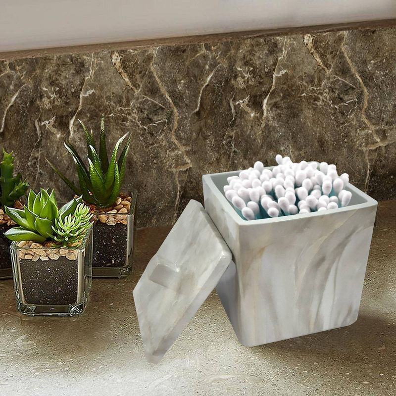 Stone Hedge Resin Decorative Bathroom Vanity Countertop Storage Organizer Canister Jar - Nu Steel, 6 of 7
