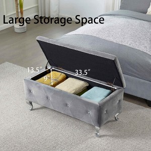 CAVINAS Polyester Storage Ottoman Bench with Button Tufted,Upholstered Storage Ottoman,Storage Benches for Living Room,Bedroom - 1 of 4