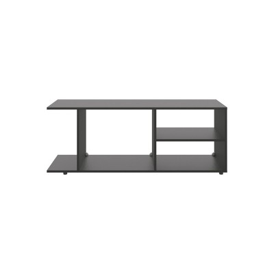 GlasFlength TV Stands and Consoles TV Console Table TV Center TV Stand with Open Storage Shelves for Living Room, Black, 13.7"*47.4"*17.8"