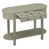 Elegant Retro Console Table, Curved Entryway Table with Smooth Glaze for Living Room & Hallway (Grey) - 4 of 4