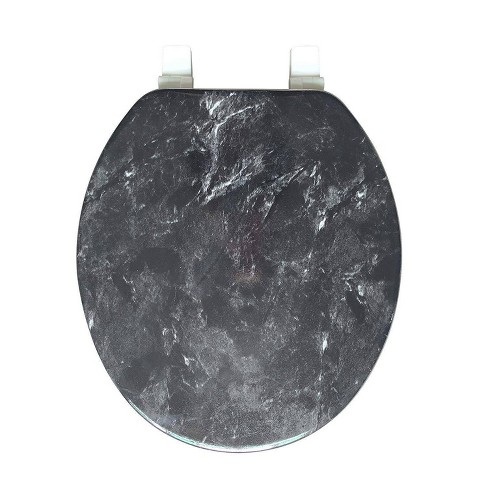 Marble Print Toilet Seat Black - J&v Textiles : Target