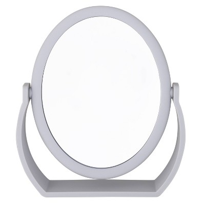 Gray Rubberized 10x Magnification Vanity Mirror