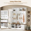 55"W 3-in-1 Hall Tree with 6 Hooks, Coat Rack and Walnut Entryway Storage Bench with Adjustable Shelves - ModernLuxe - 4 of 4