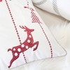 TopComfy Support Pillow White Christmas Throw Pillow with Red Embroidered Reindeer for Holiday Decor, White, 17"*17"*10" - 3 of 4