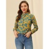 Allegra K Women's Printed Casual Formal Long Sleeve Office Blouse - 3 of 4