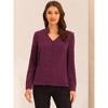 Allegra K Women's Elegant V Neck Work Office Button Up Shirt - 3 of 4
