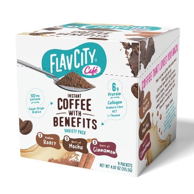 FlavCity Single Serve Variety Pack Medium Roast Instant Coffee - 4.07oz/9ct