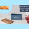 Nat & Jules Matte Blue 12 x 7 Metal Enamel Rubber Wood Lidded Bread Box - 3 of 4