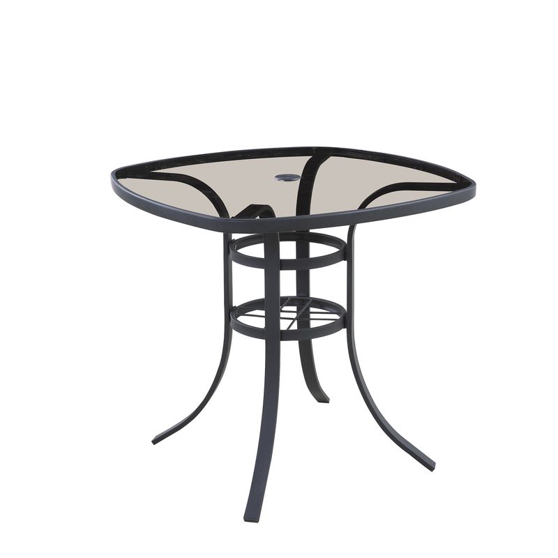 Living Accents Roscoe Black Square Glass Balcony Table, 1 of 2