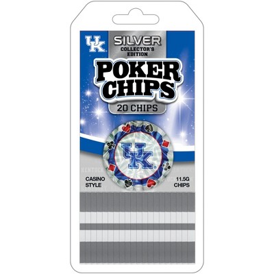 MasterPieces Casino Style 20 Piece 11.5 Gram Poker Chip Set NCAA Kentucky Wildcats Silver Edition