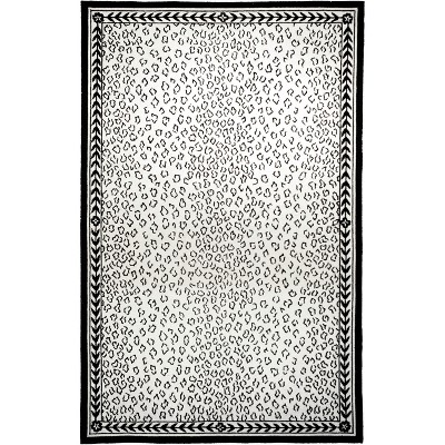 Chelsea White and Black Hand-Knotted Wool Area Rug
