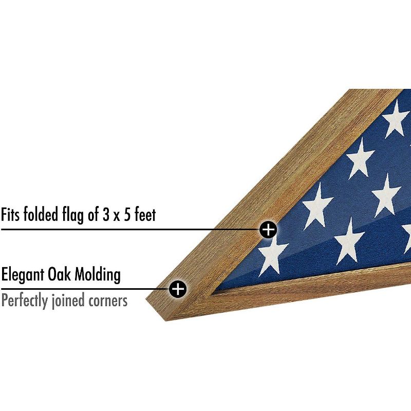 Americanflat Flag Case for Veterans - Fits a Folded 3' x 5' American Military Flag - Triangle Display with Polished Plexiglass (Barn Wood), 3 of 7