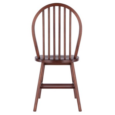 Walnut Windsor Medium Wood 2-Piece Dining Chair Set