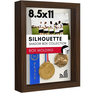 Americanflat 8.5x11 Shadow Box Frame in Walnut with Soft Linen Back - Composite Wood with Polished Glass for Wall and Tabletop