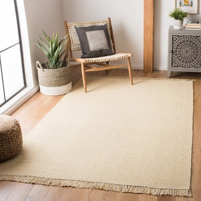 Ivory and Yellow Geometric Cotton 9' x 12' Flat Woven Rug