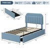2025 New Bed Frame With 2 Flexible Drawers And Bookcase Headboard, Boucle Upholstered Platform Bed For Boys/Girls, Noise-Free, Easy Assembly, No Box - 3 of 4